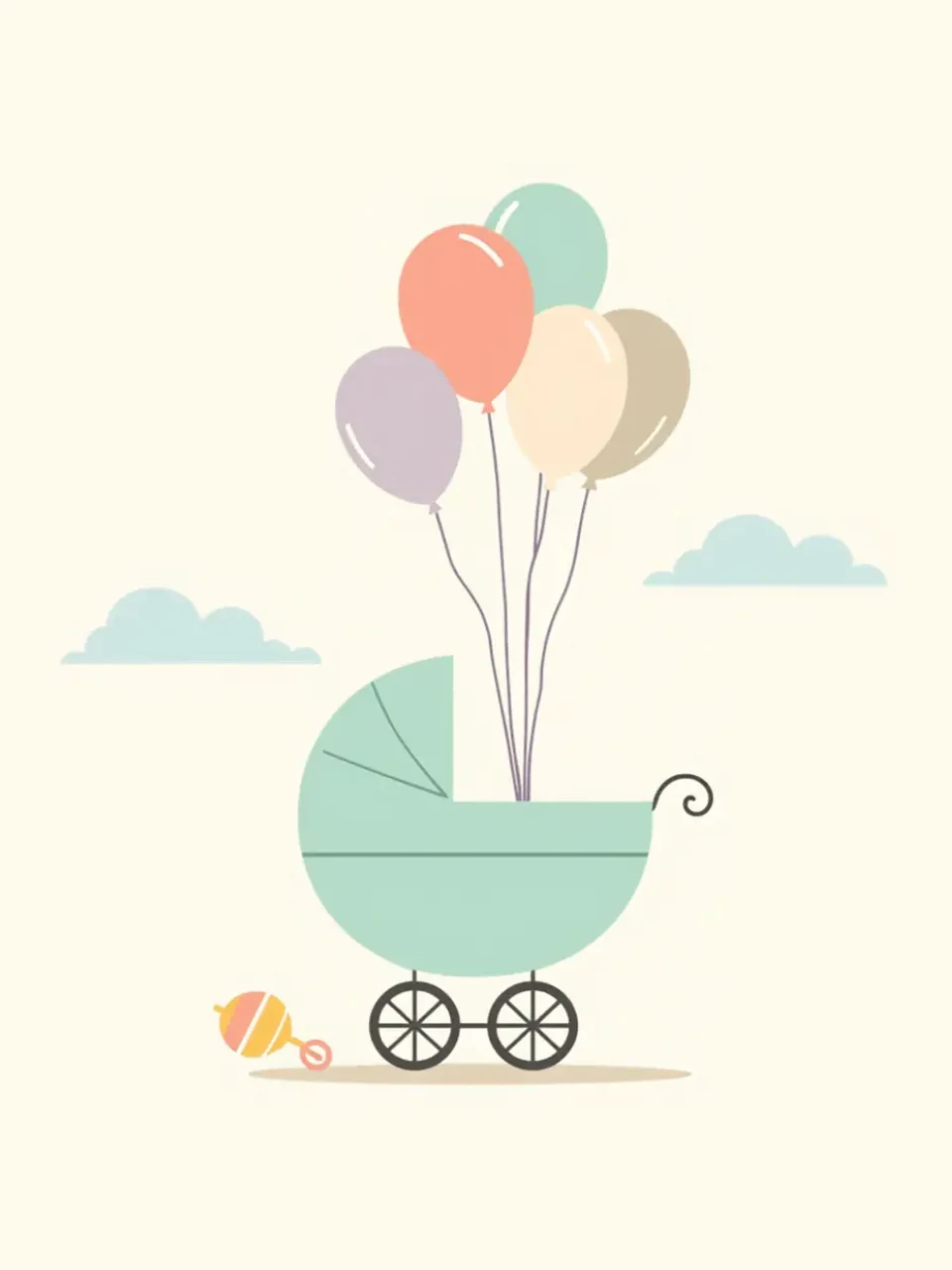 Babyparty: Farbenfrohe Illustration