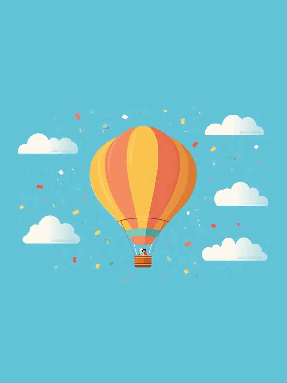 Heißluftballon am blauen Himmel