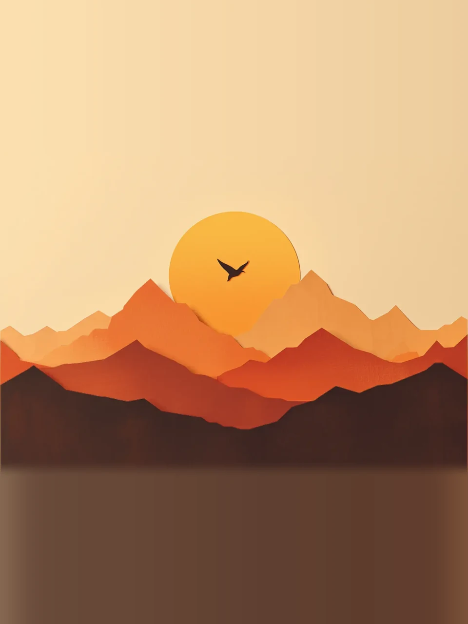 Berge und ein Vogel im Sonnenuntergang