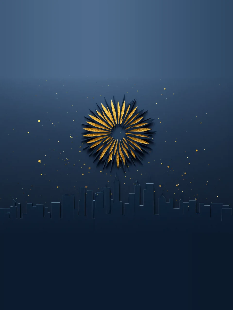 Neujahr: Mehrlagige Illustration