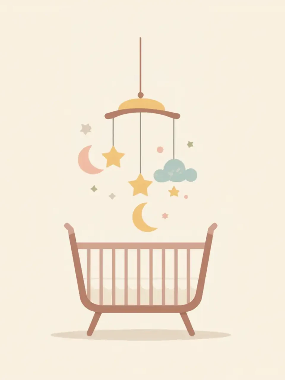 Babybett mit Mond- und Sternenmobile