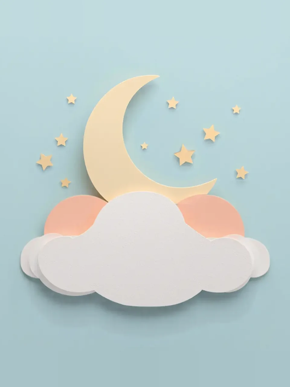 Mond und Sterne auf einer Wolke