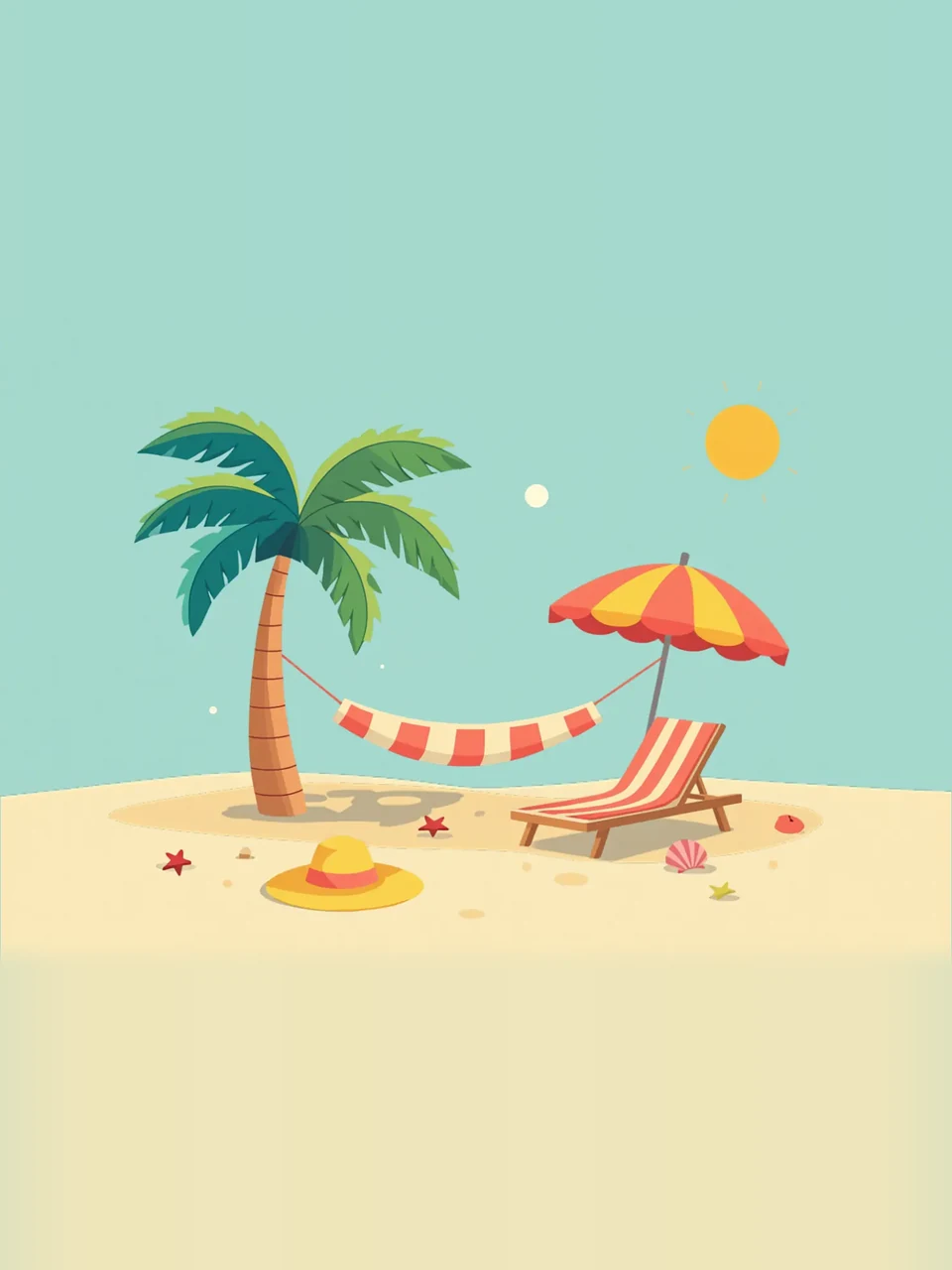 Hängematte und Palme am Strand