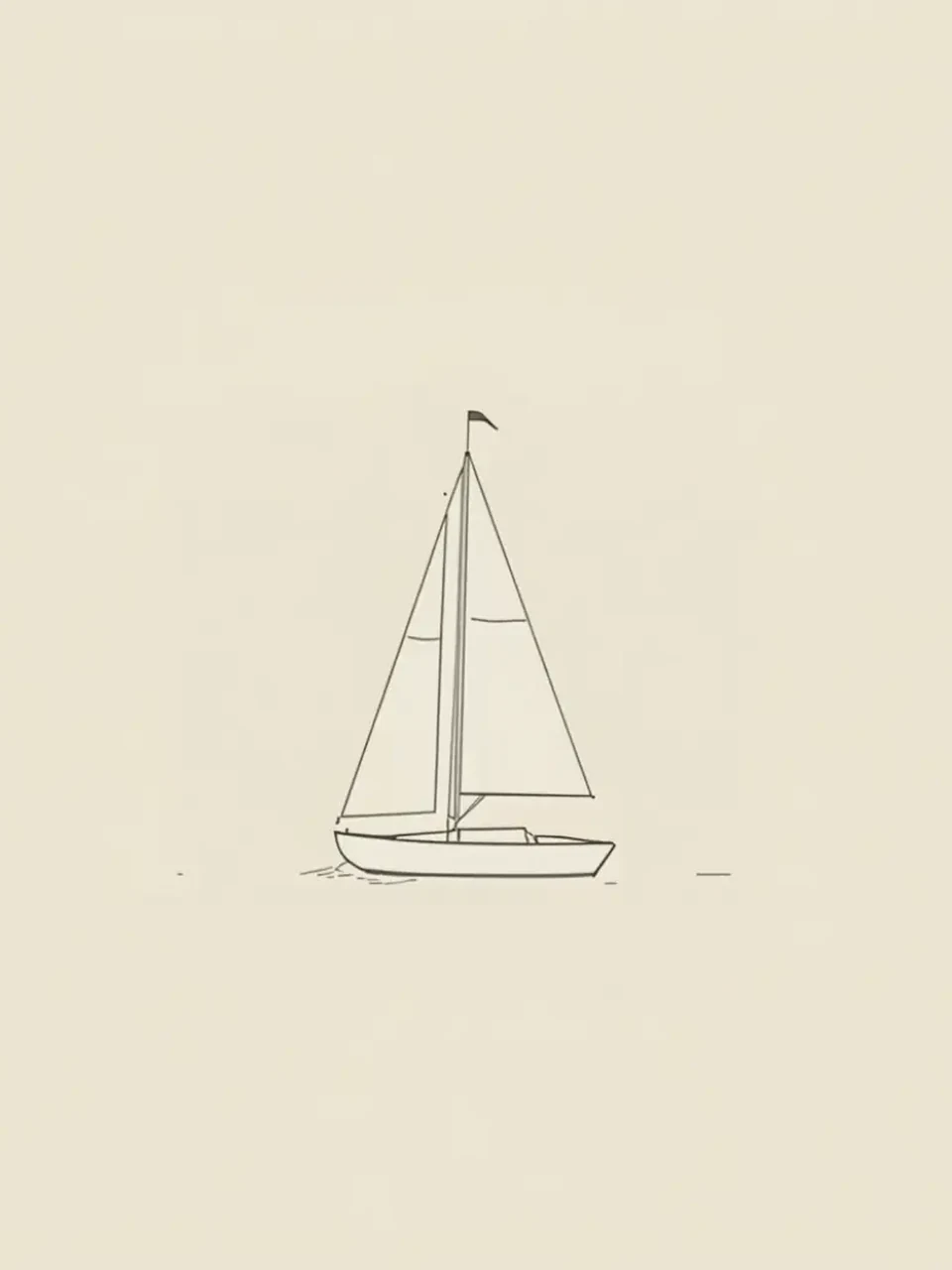 Minimalistische Segelbootzeichnung